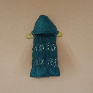 Heart SOUL teal green size medium girls puffy hoodie zip up vest 🦺